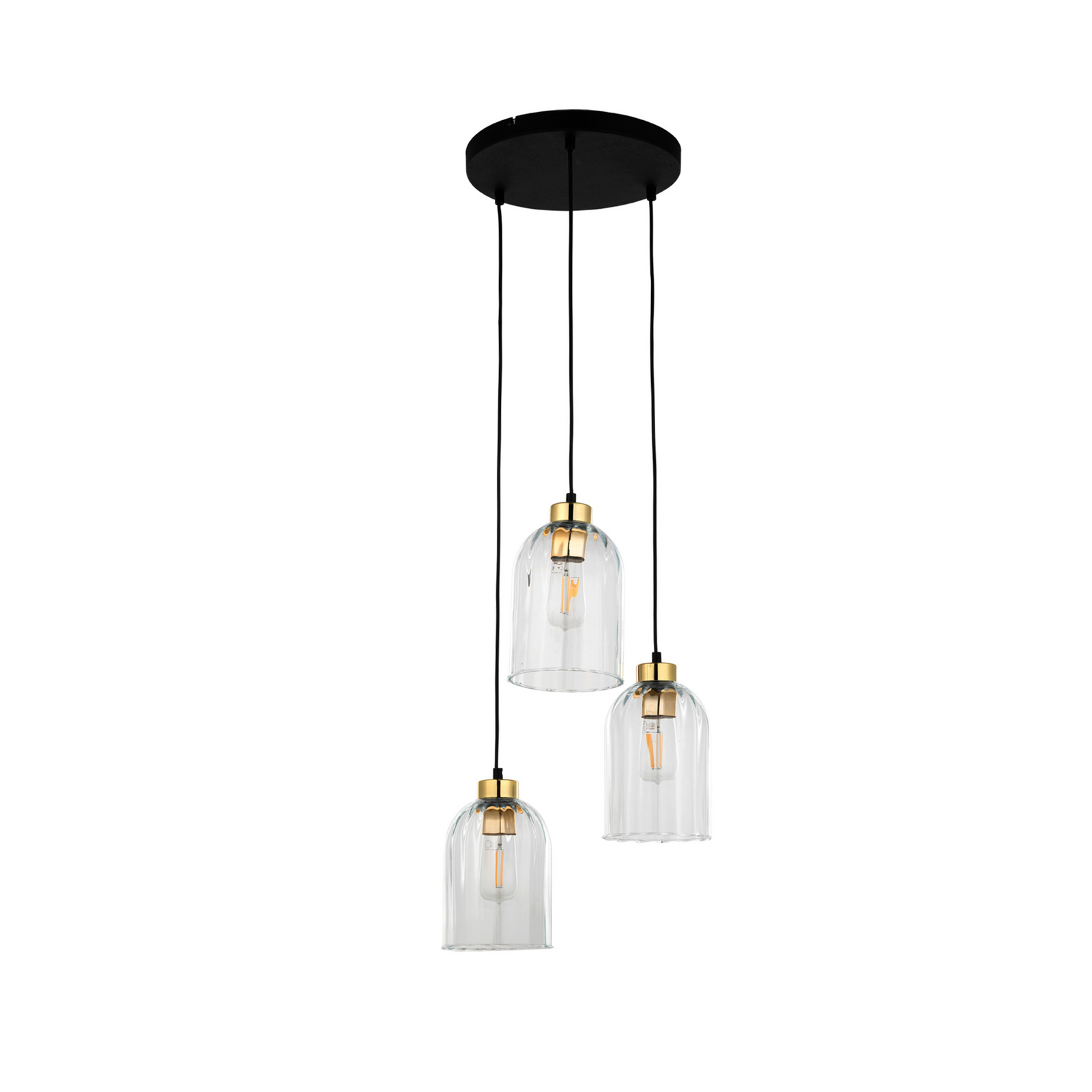 Satipo glass pendant light, 3-bulb, transparent